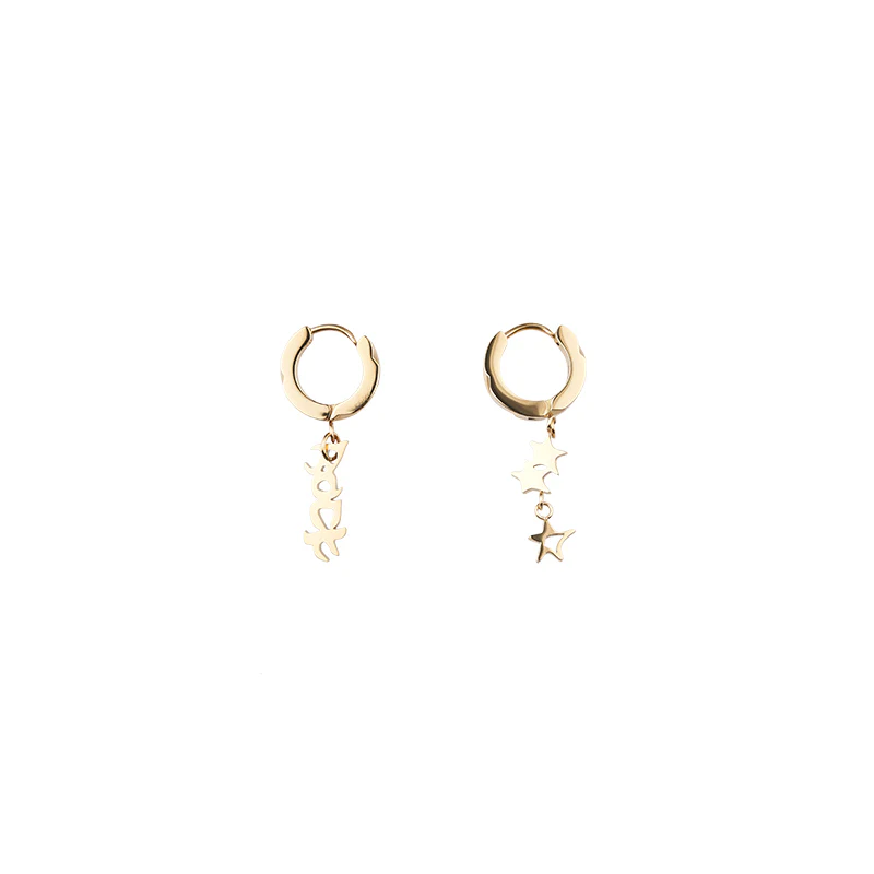 Latrinalia Rock Star Drop Charm Hoop Earrings - Image 6