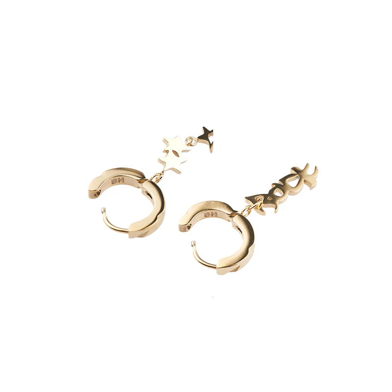 Latrinalia Rock Star Drop Charm Hoop Earrings - Image 9