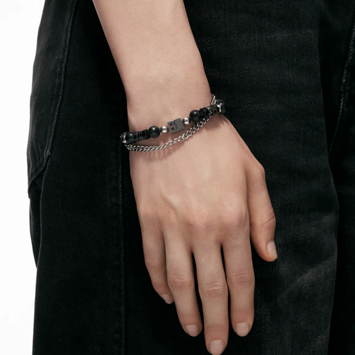 LOGO Tag Beaded Double-layer Bracelet - Image 6