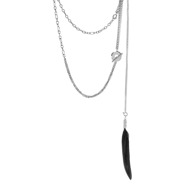 Long Feather Sweater Necklace - Image 4
