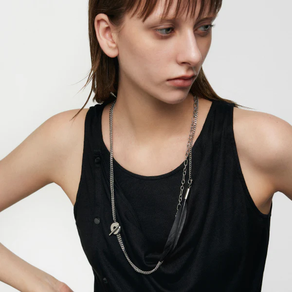 Long Feather Sweater Necklace - Image 5