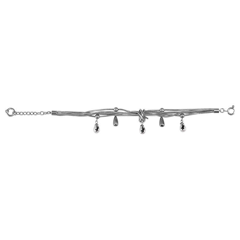 Multi-Chain Teardrop Pearl Bracelet - Image 4
