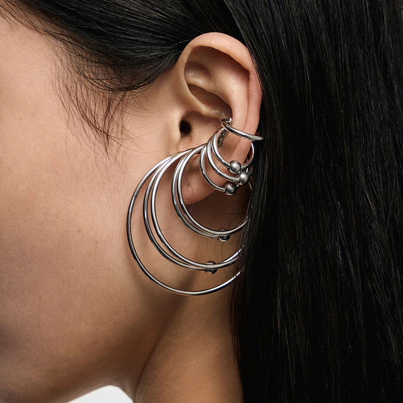 Multi-Hoop Stacked Ear Cuff - Image 5