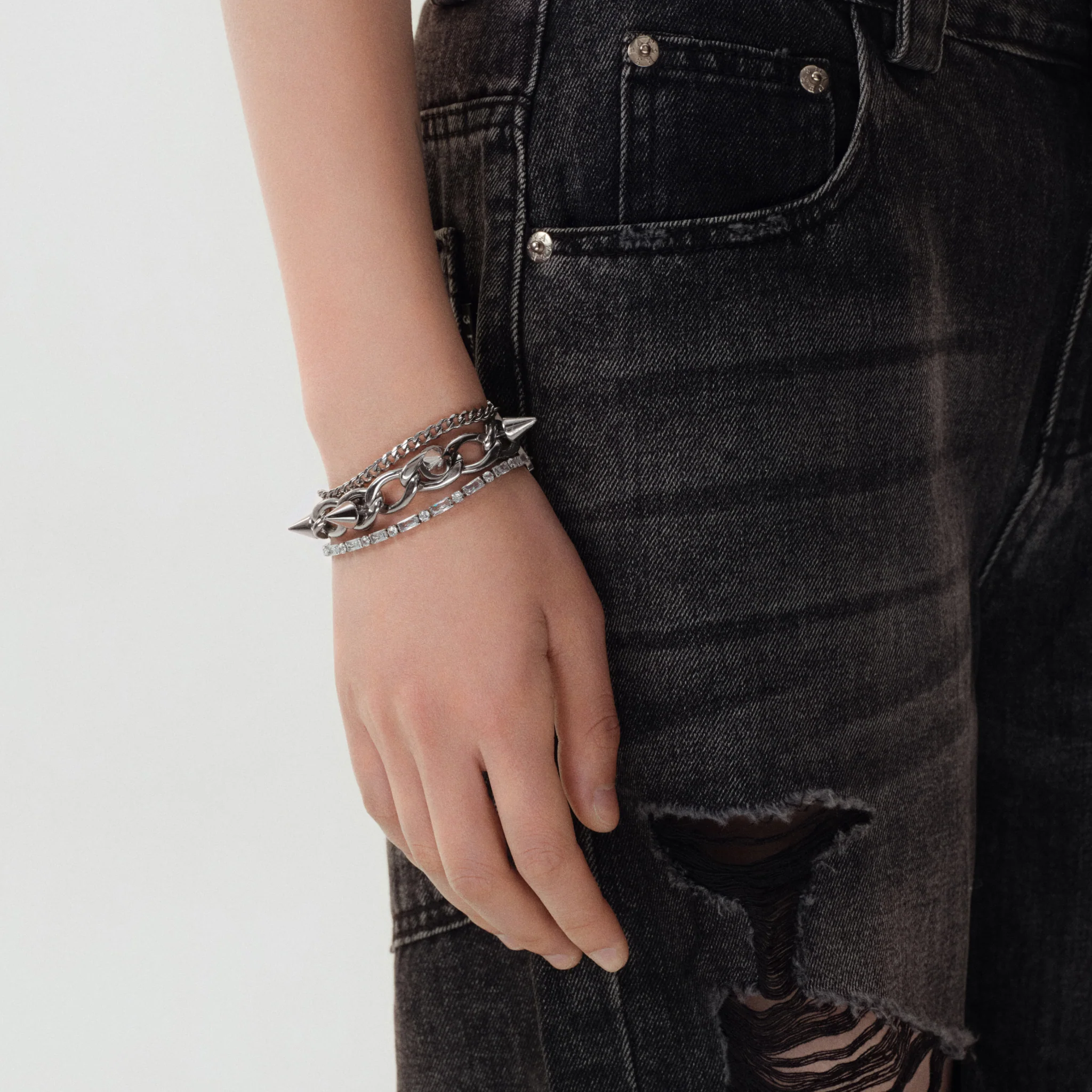 Multi-Layer Stud Chain Bracelet - Image 6