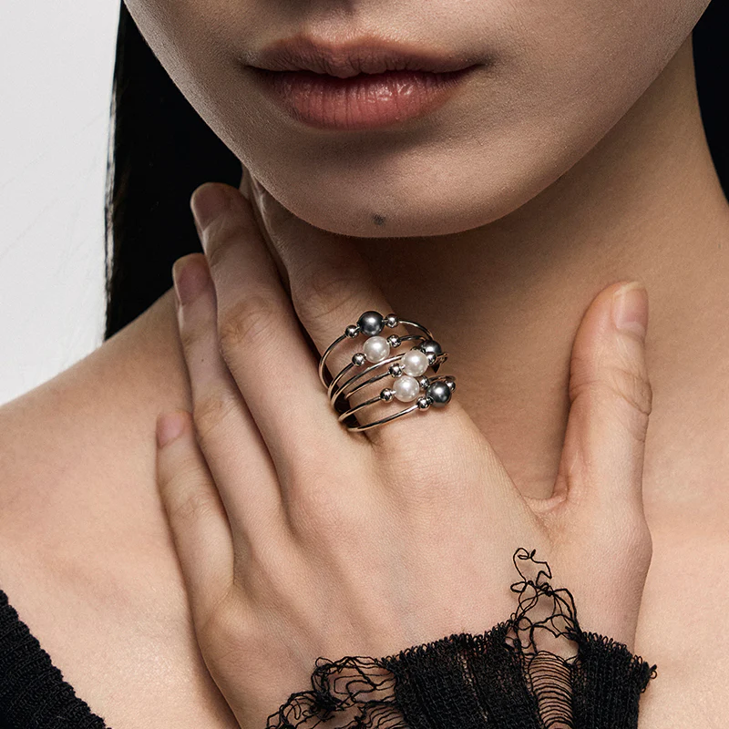 Multi-Ring Wrapped Gradient Pearl Ring - Image 6