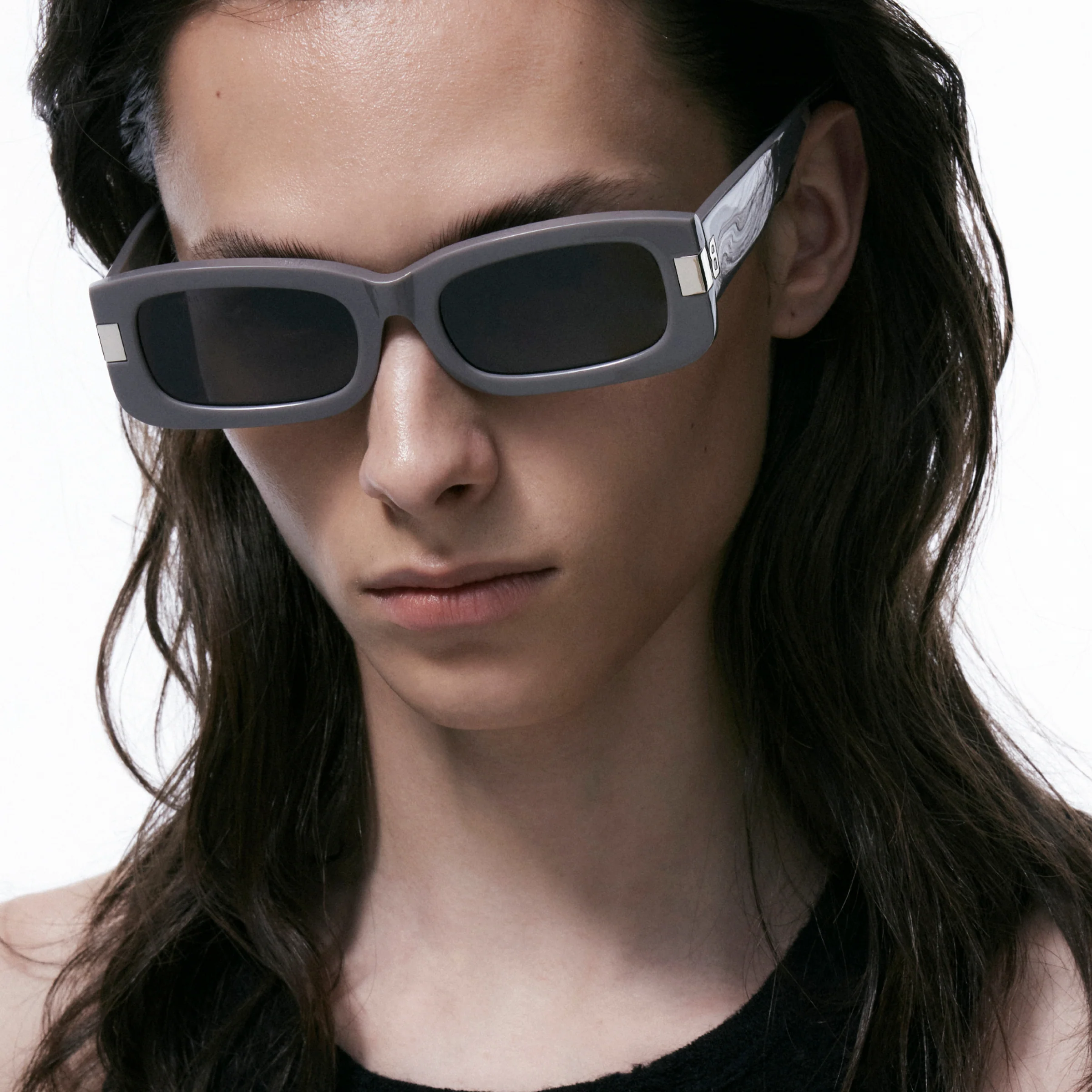 Narrow Frame B Square Sunglasses (Dark Grey) - Image 5