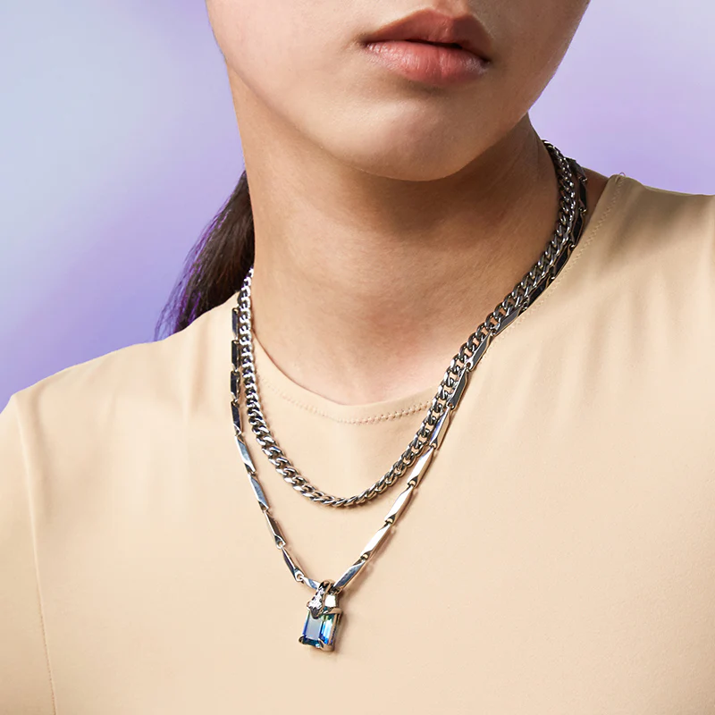 Neon Jungle Tourmaline Charm Double Chain Necklace - Image 4