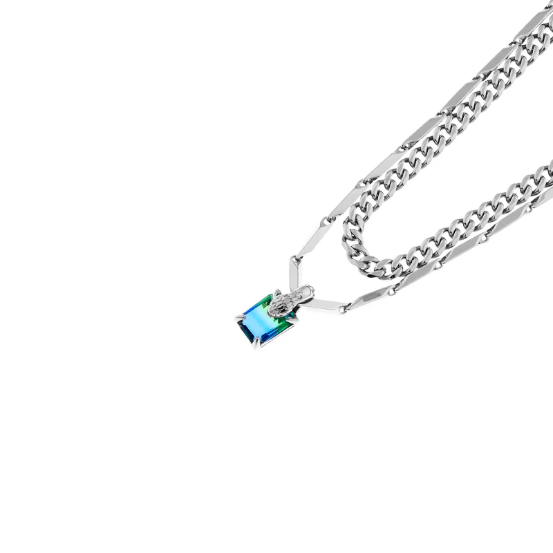 Neon Jungle Tourmaline Charm Double Chain Necklace - Image 6