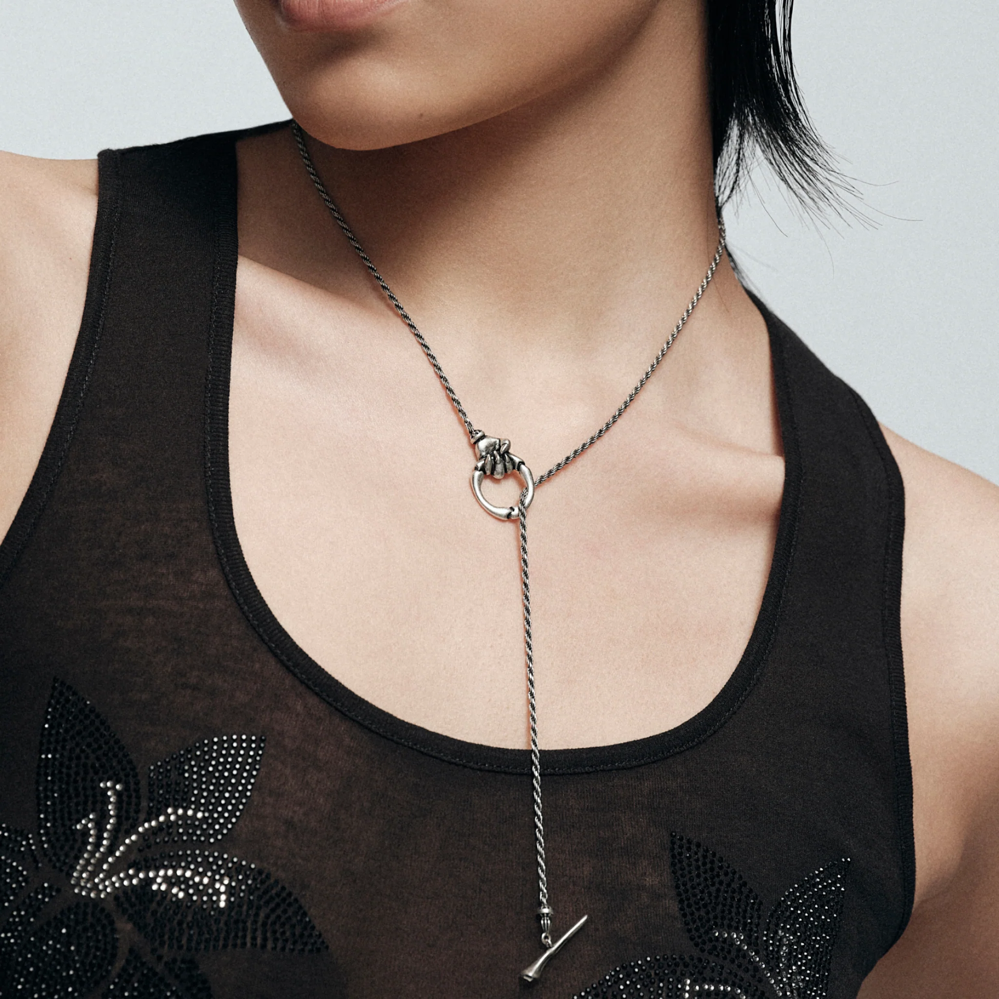 Night Cat Claw T-Bar Chain Necklace - Image 5