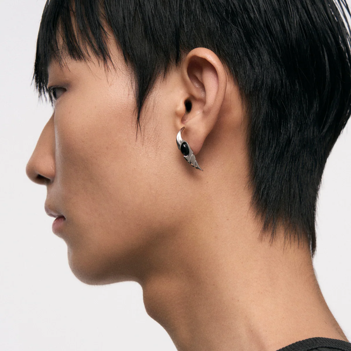 Onyx Snake Tail Stud Earrings - Image 5