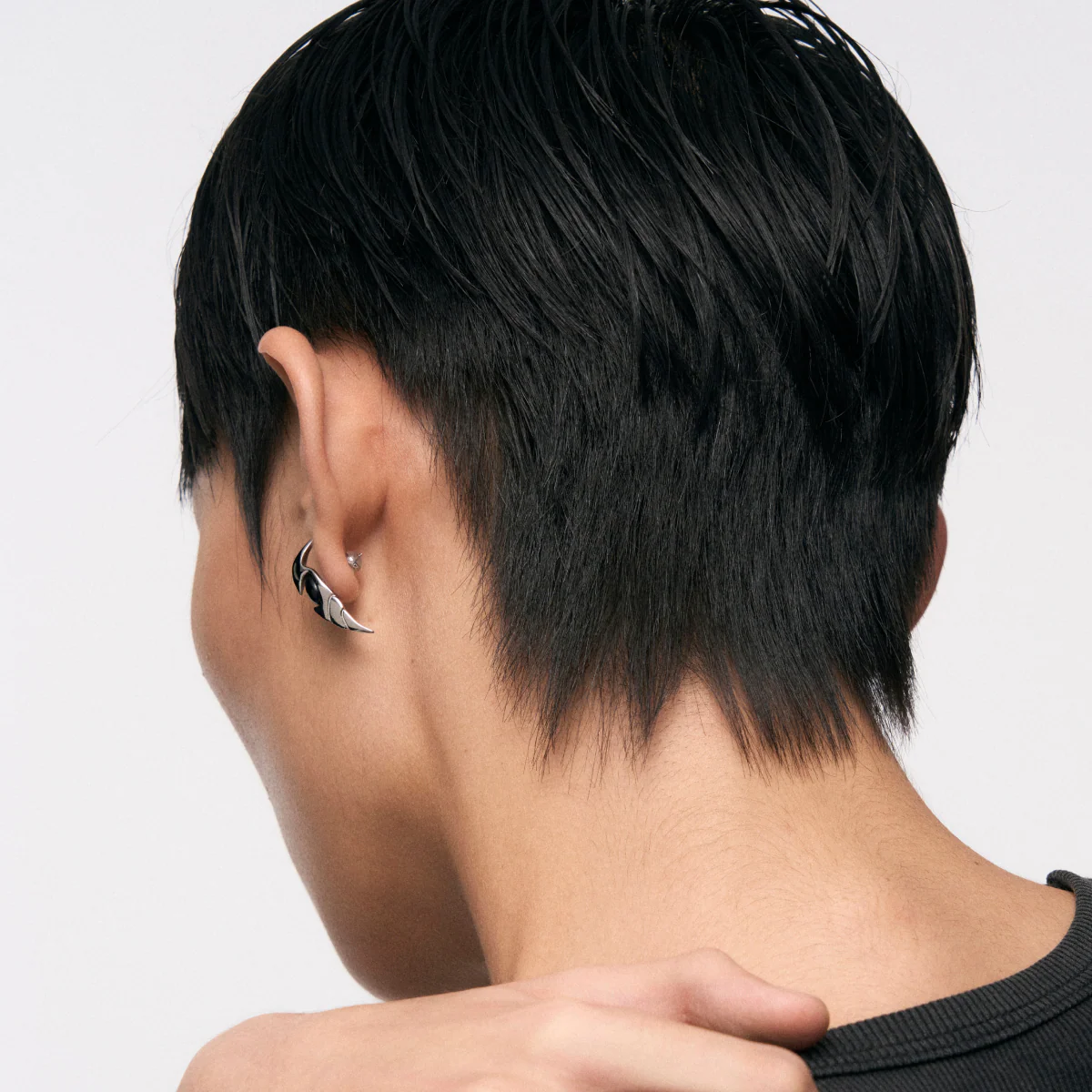Onyx Snake Tail Stud Earrings - Image 6
