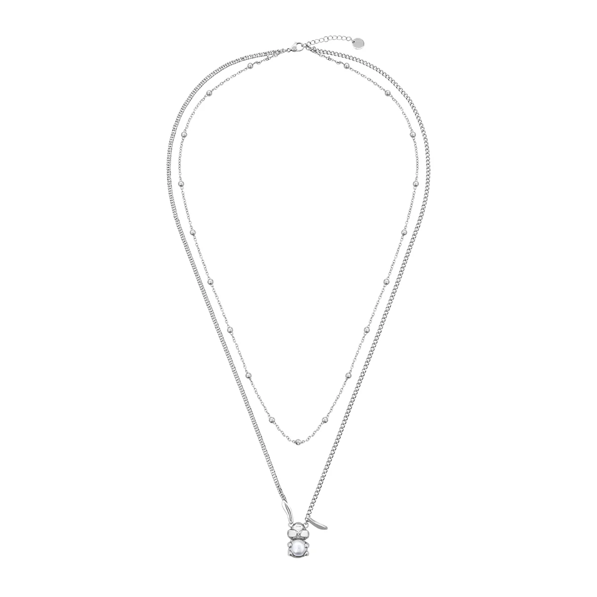 Pearl Rabbit Pendant Double Layer Sweater Chain - Image 3
