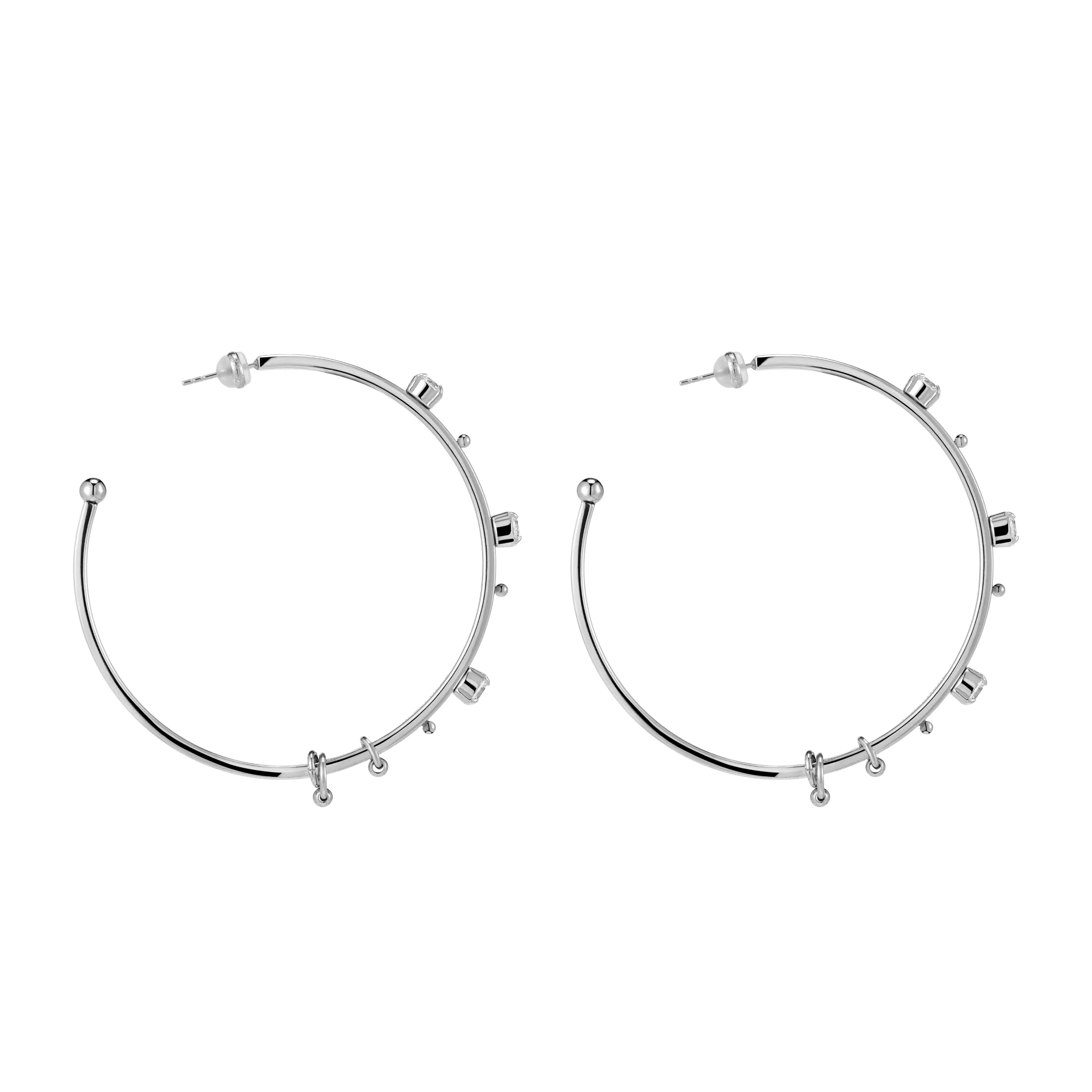 Pierced Crystal-Set Large Hoop Earrings - Image 5