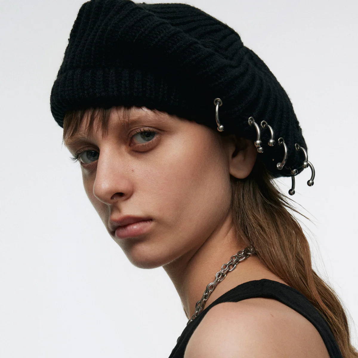 Pierced Knit Beret Hat - Image 4
