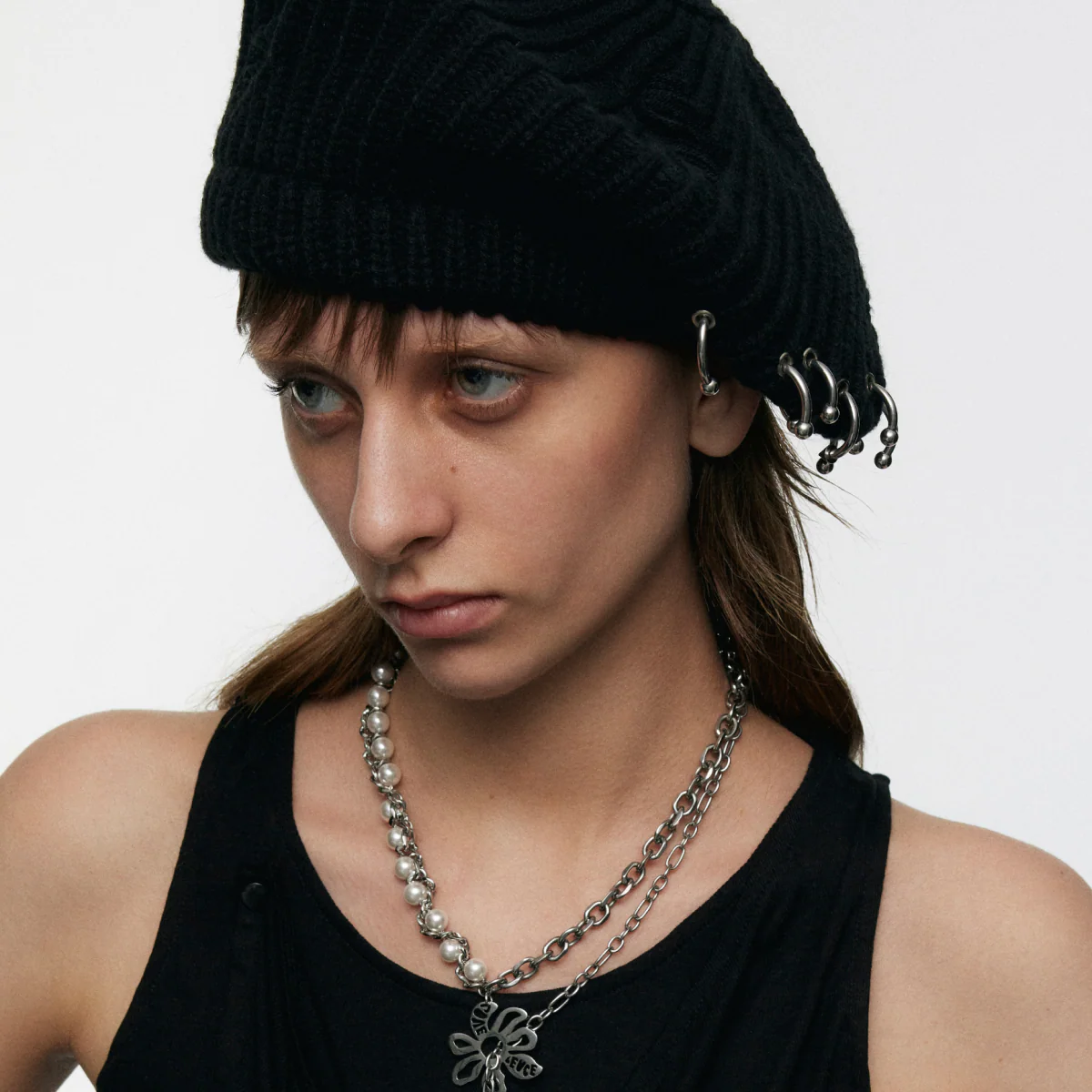 Pierced Knit Beret Hat - Image 5