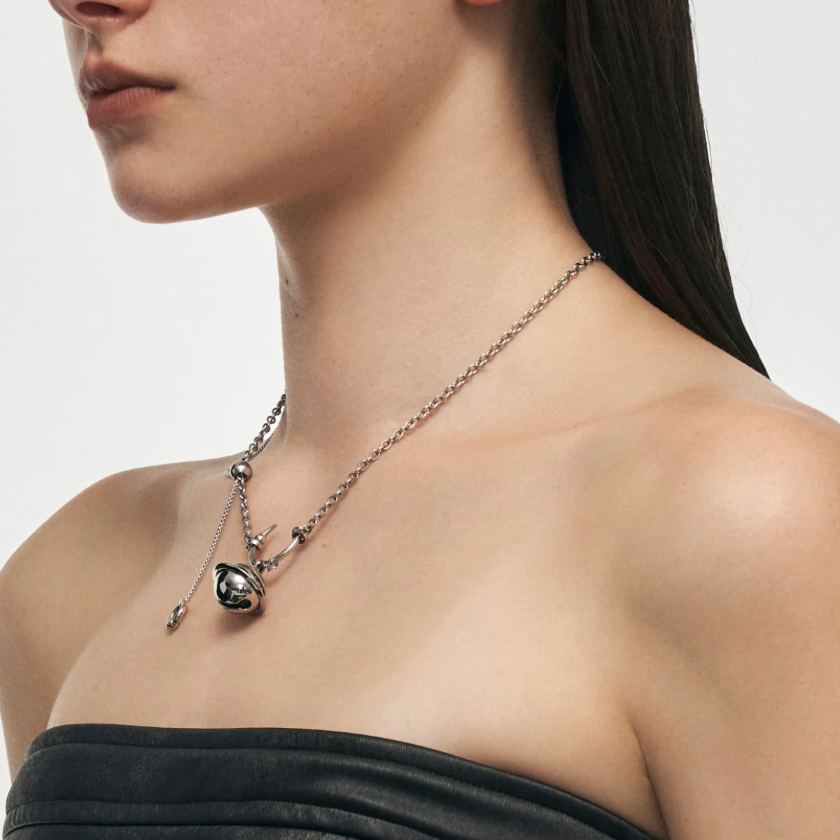 Planet Calling Jingle Bell Amethyst Pull-Adjustable Necklace - Image 4