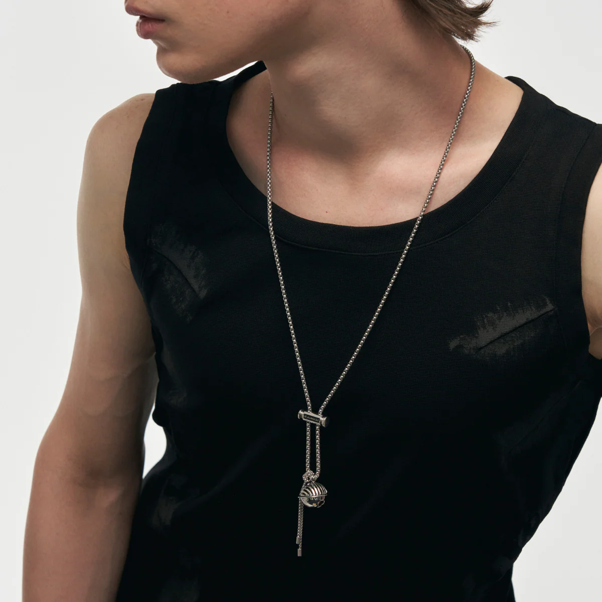 Planet Calling Jingle Bell Amethyst Sweater Chain Necklace - Image 5
