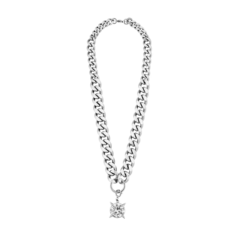 POSE Silver Crystal Chain Necklace - Image 3