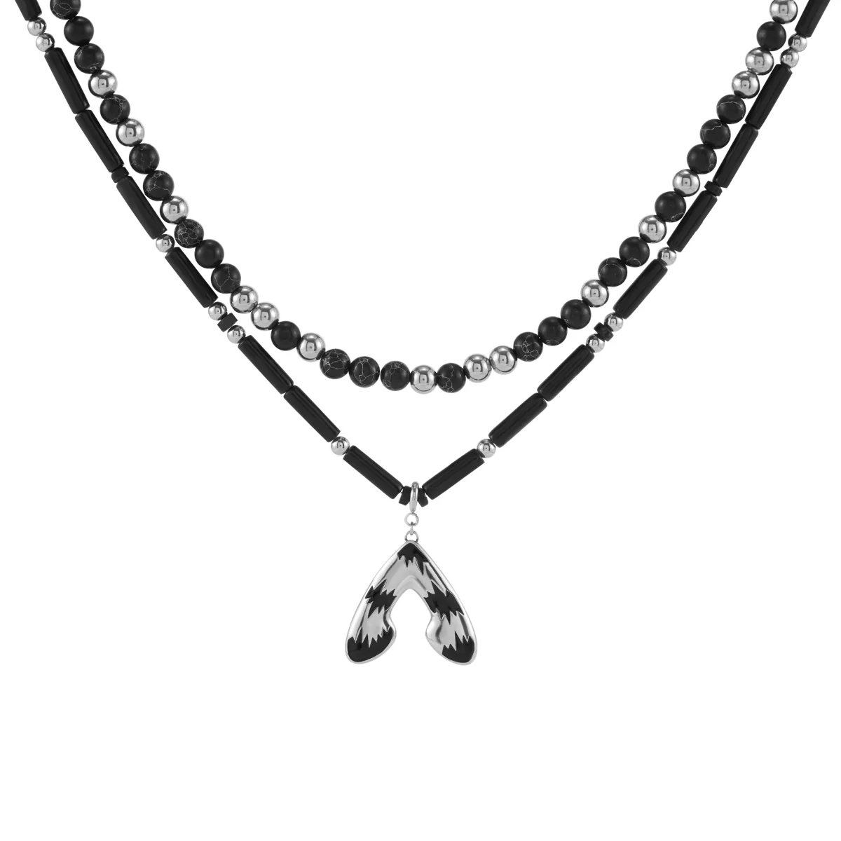 Punk Moth Double-layer Beaded Necklace - Image 3