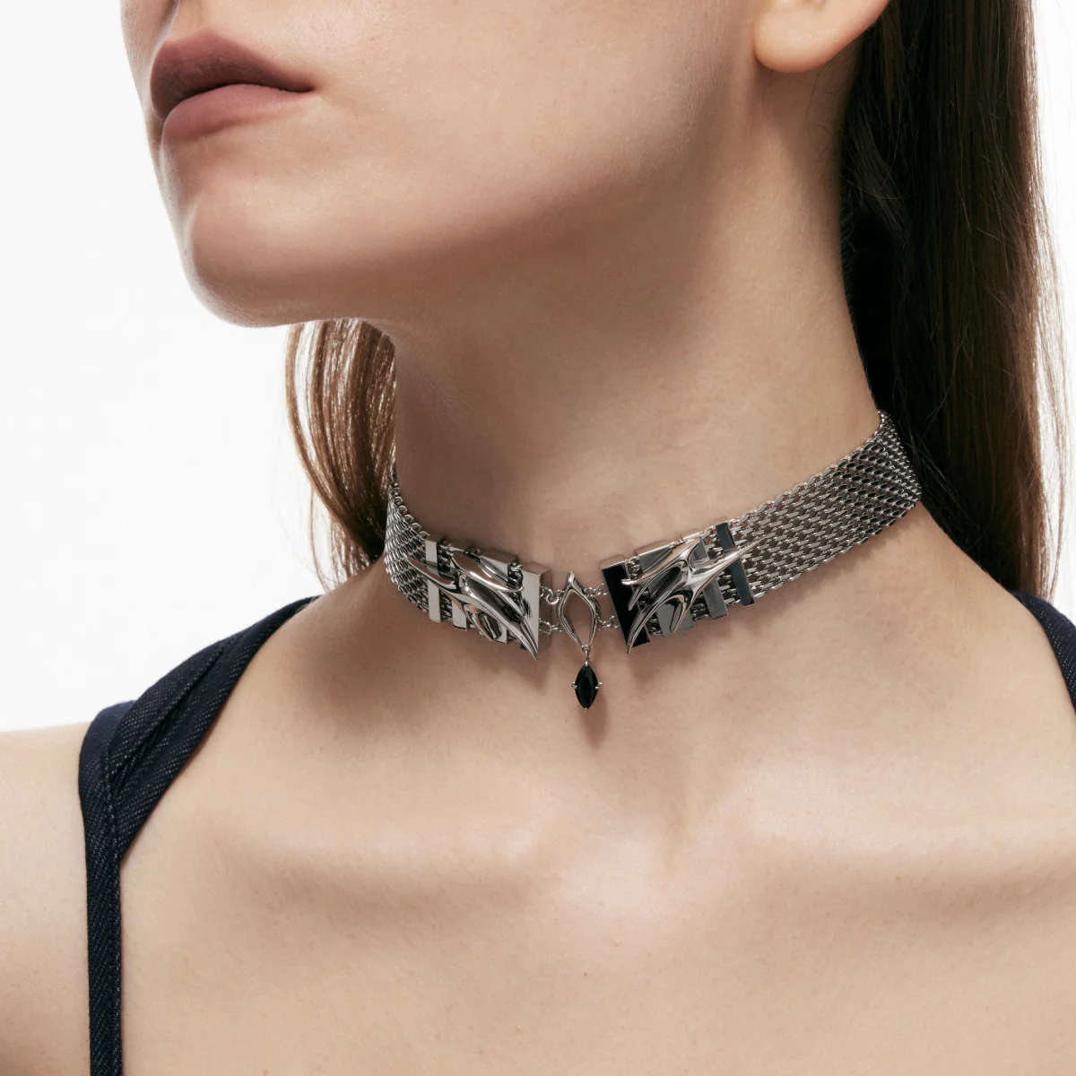 Punk Moth Pattern Wide Choker - Image 2