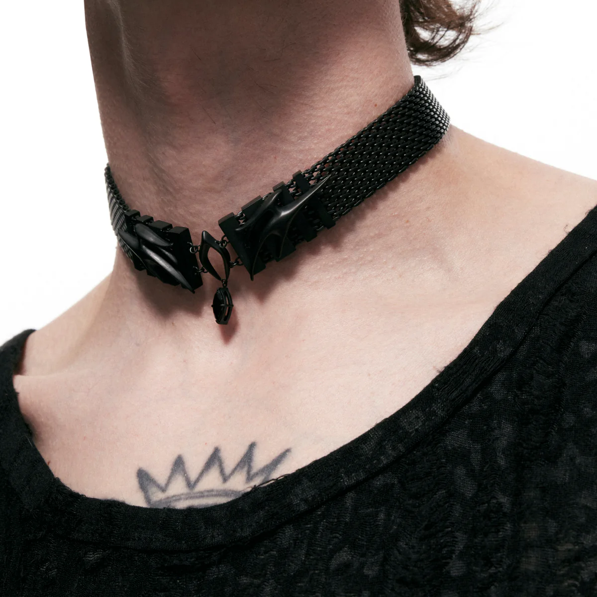 Punk Moth Pattern Wide Choker - Image 4