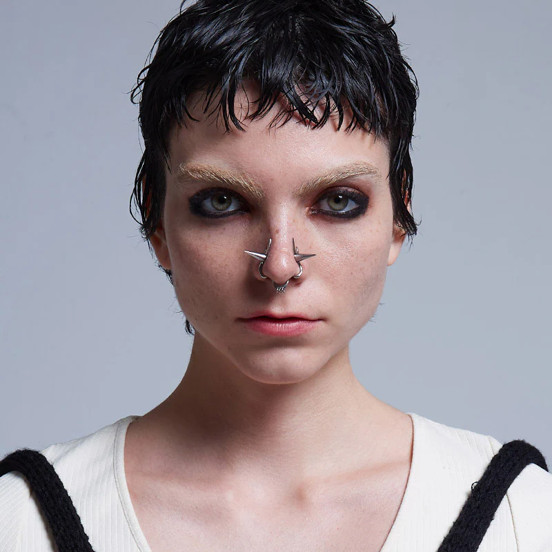 Rebellion Revolution Punk Rivet Nose Ring Cuff - Image 4