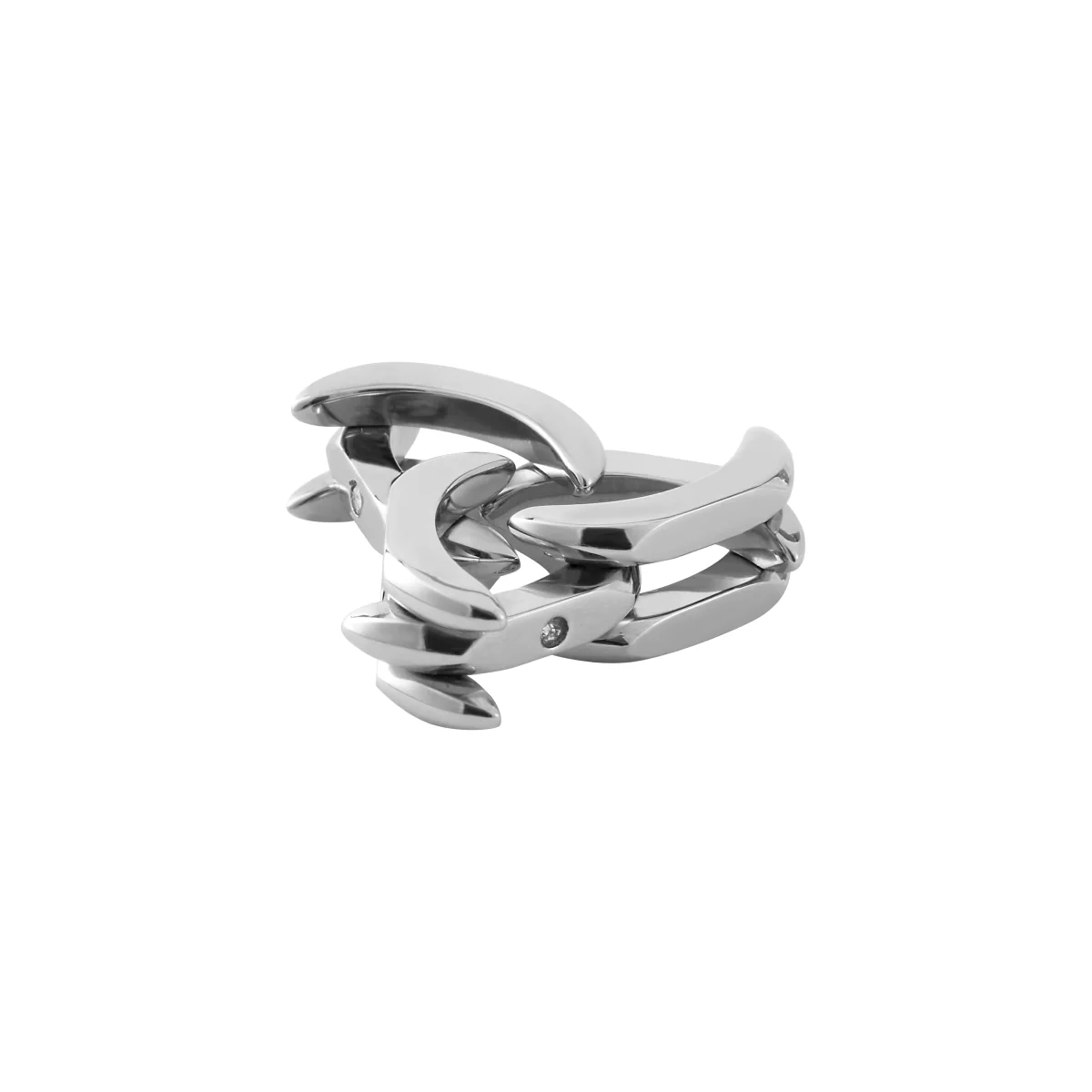 Rhinestone Inlay Structured Adjustable Ring - Image 3