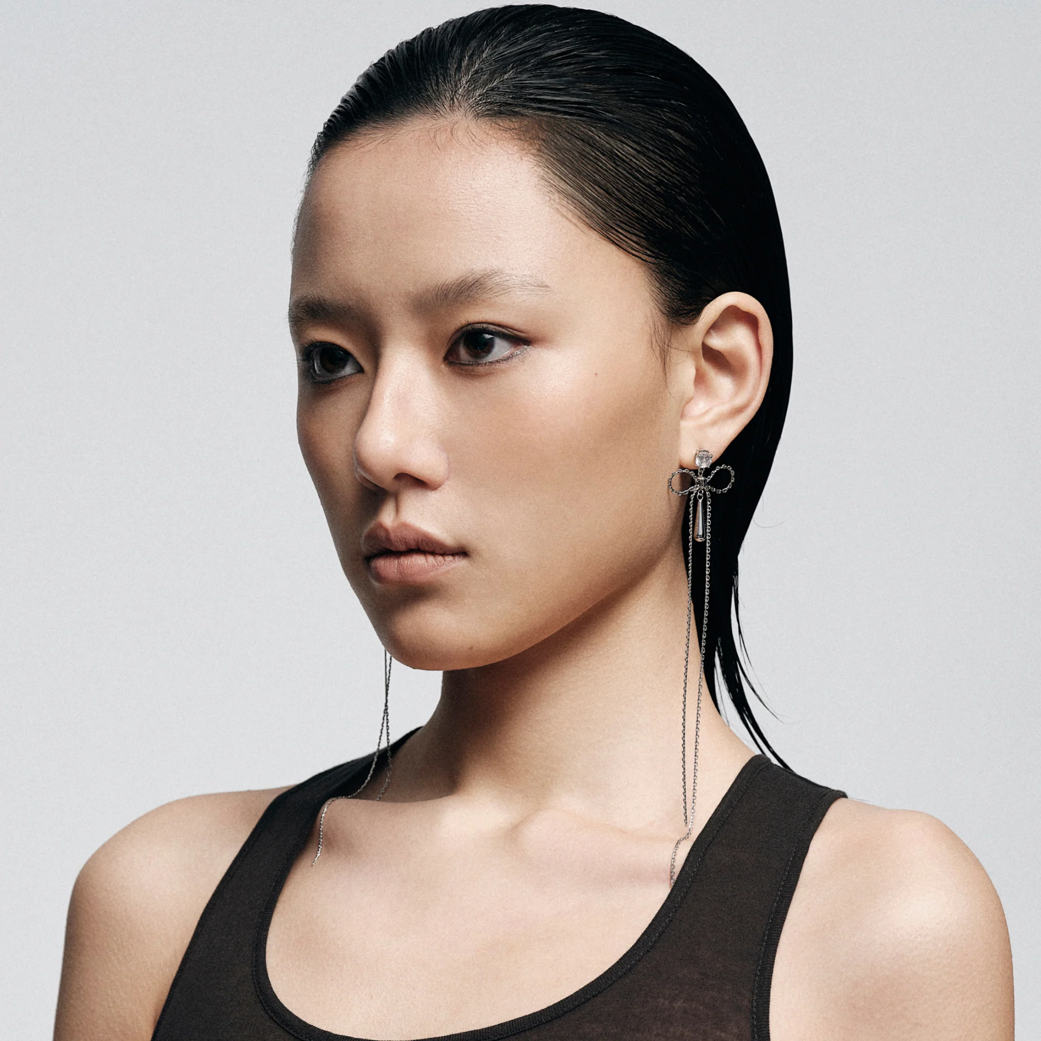 Ribbon Bow Zircon Drop Earrings - Image 3