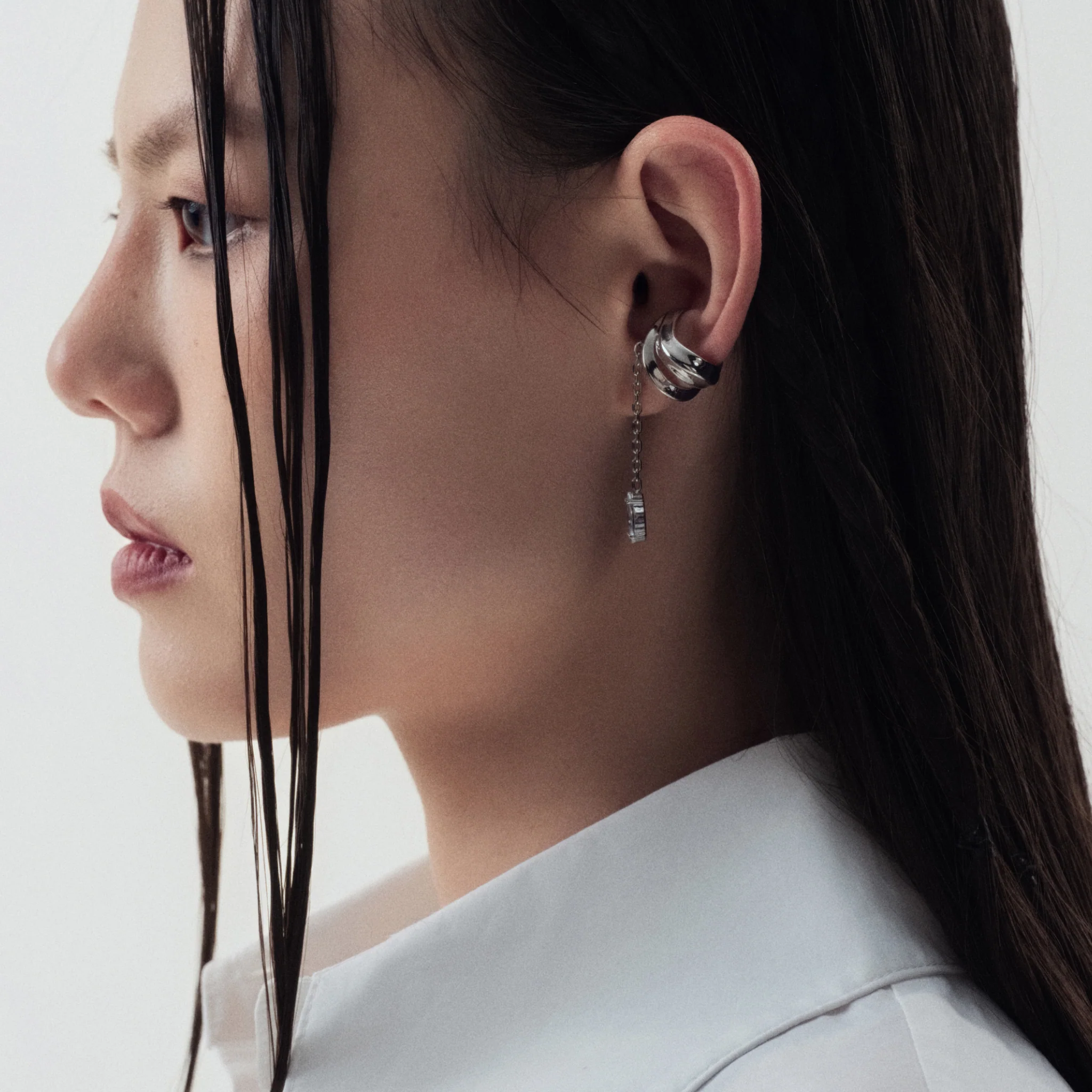 Ribbon Pendant Double-Layer Ear Cuff - Image 4