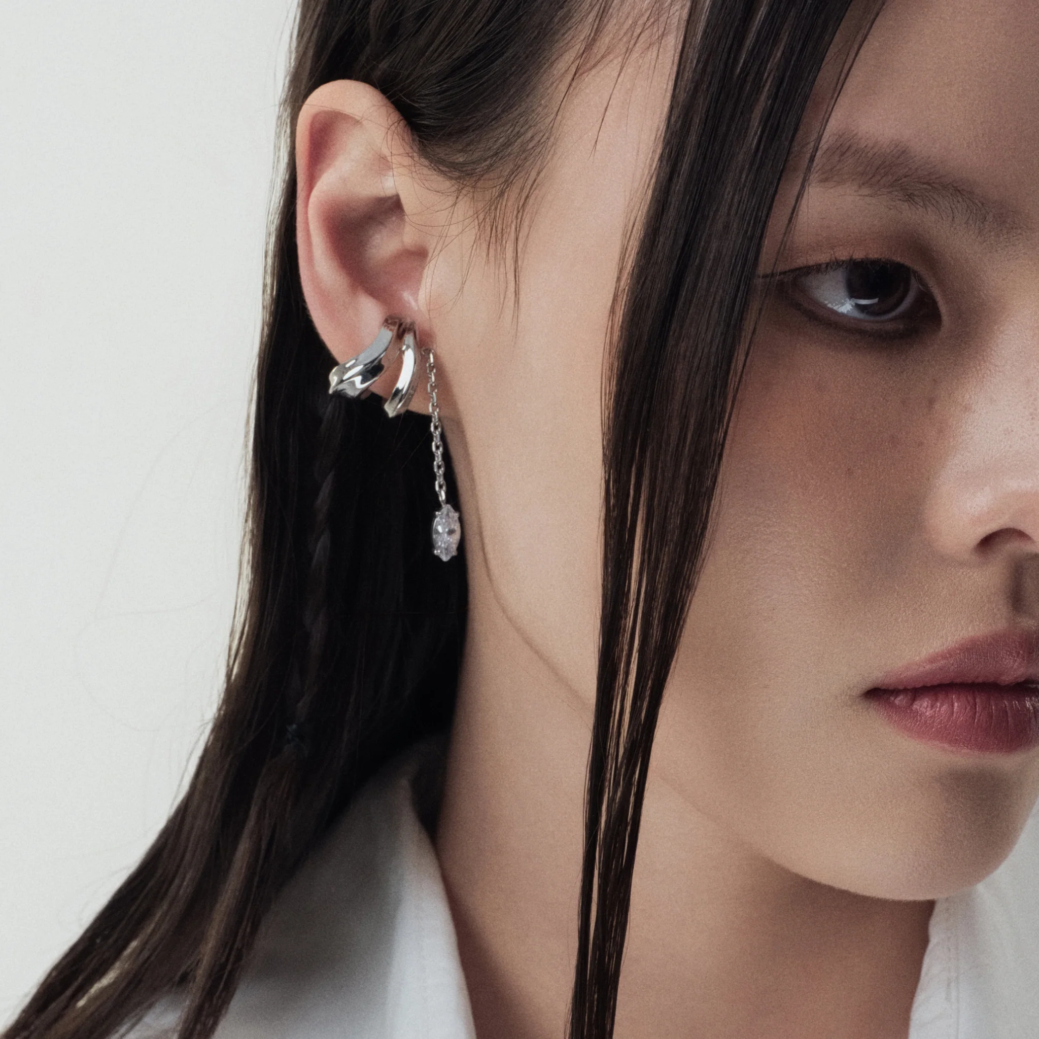 Ribbon Pendant Double-Layer Ear Cuff - Image 6