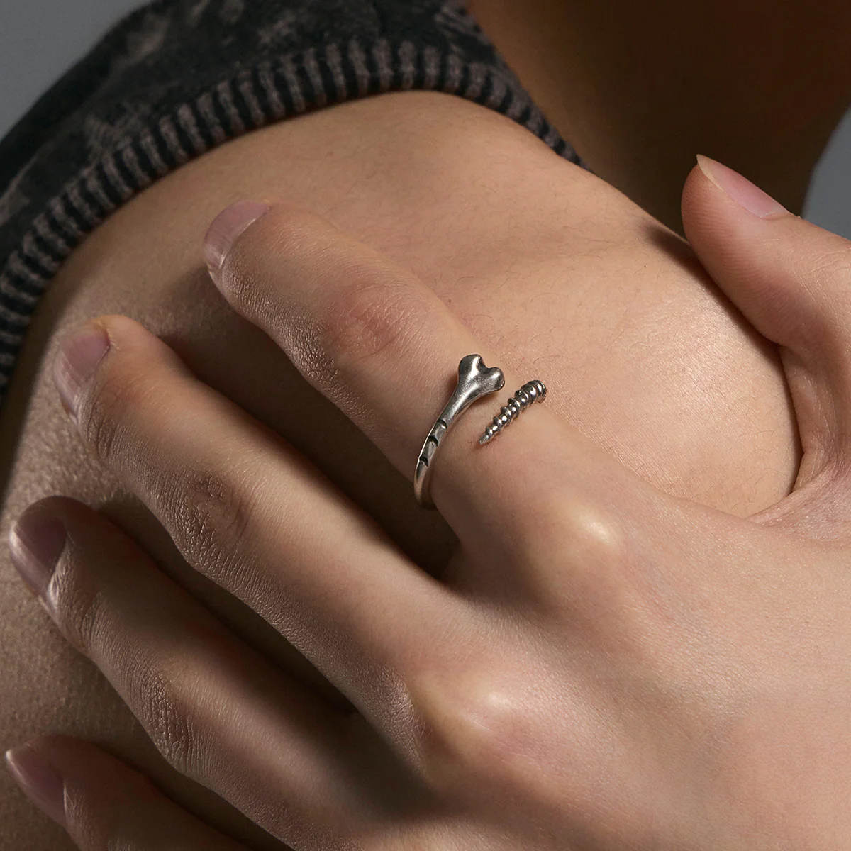 S925 Bone Spike Pinky Ring - Image 6