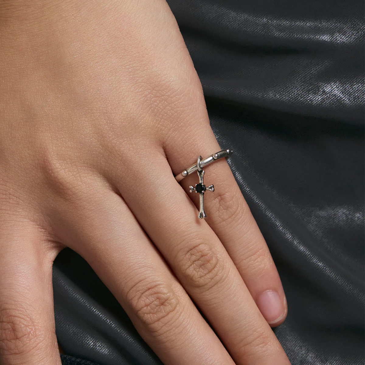 S925 Cross Pendant Pinky Ring - Image 5