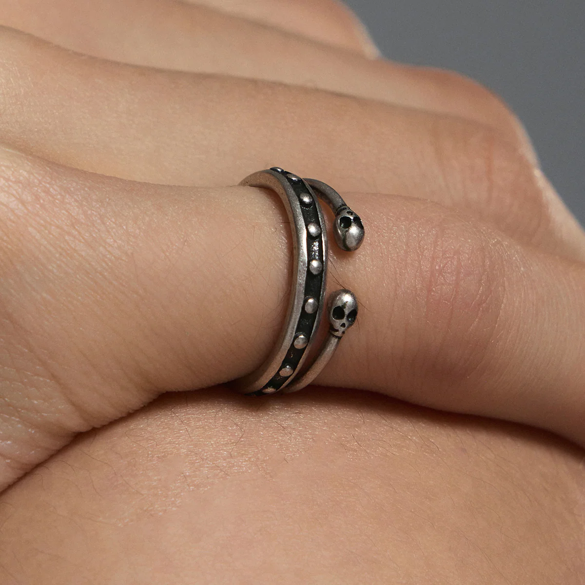 S925 Double-Layer Skull Pinky Ring - Image 4