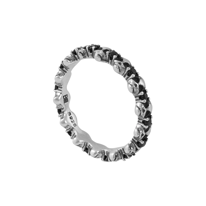 S925 Skull Black Zircon Pinky Ring - Image 7