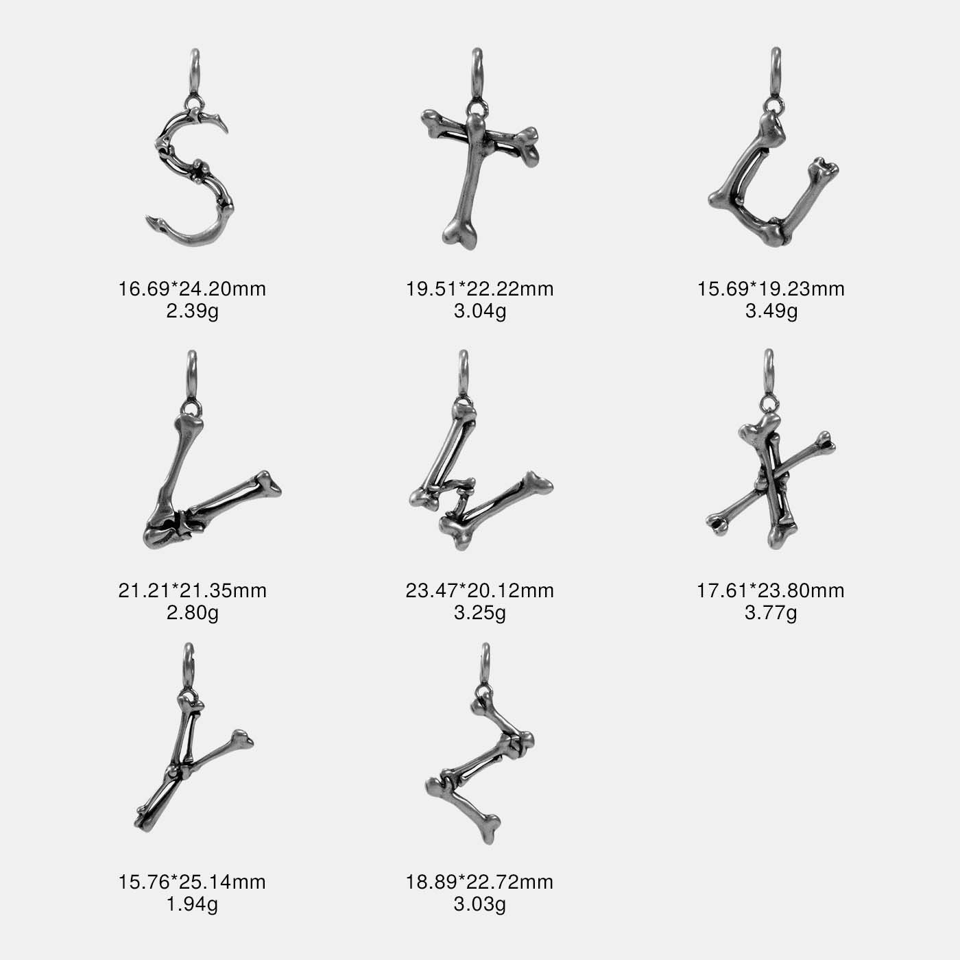 S925 Sterling Silver Bone Letter Pendant - Image 10
