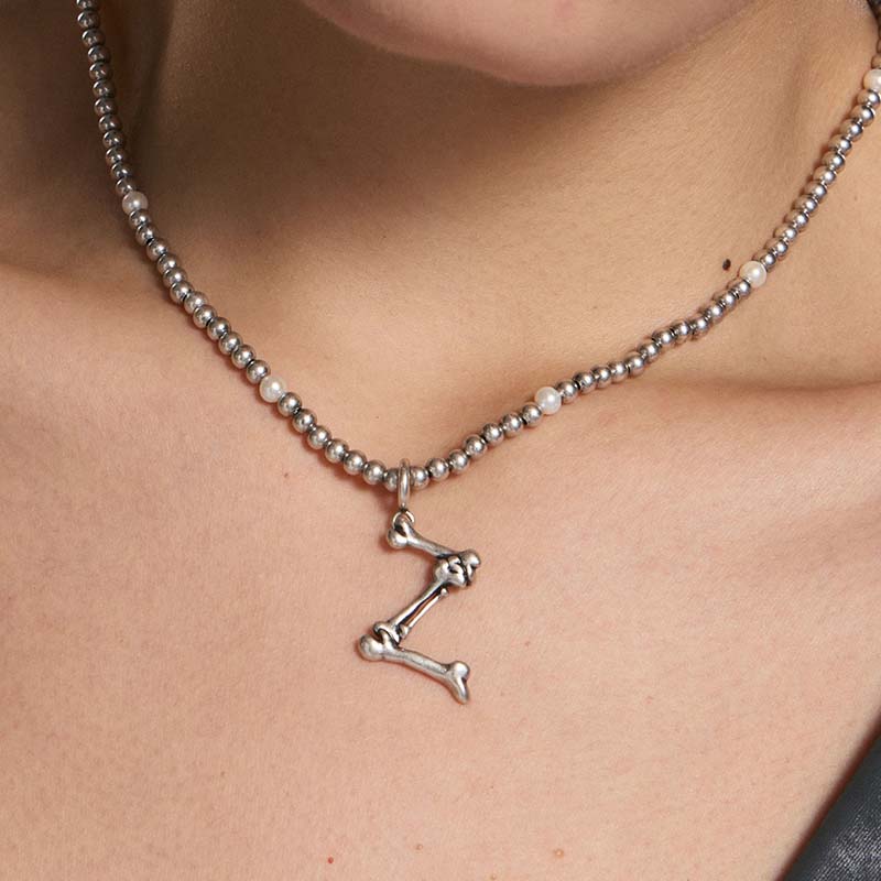 S925 Sterling Silver Bone Letter Pendant - Image 6