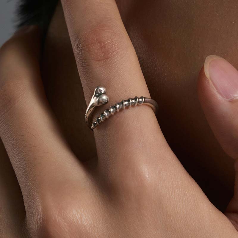 S925 Sterling Silver Bone Nail Ring - Image 4