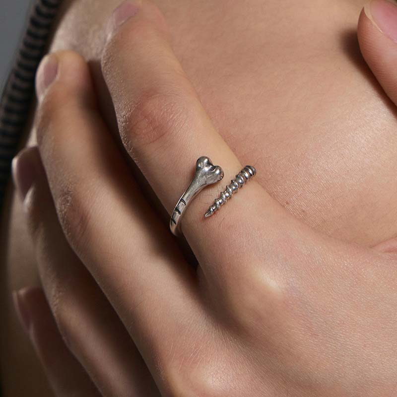 S925 Sterling Silver Bone Nail Ring - Image 6