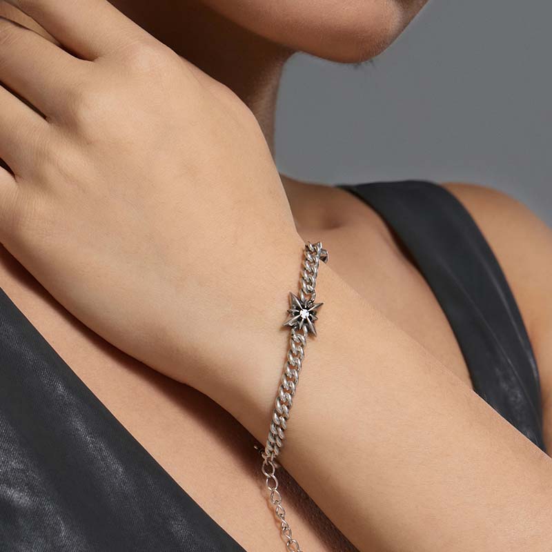 S925 Sterling Silver Cross Star Bracelet - Image 3
