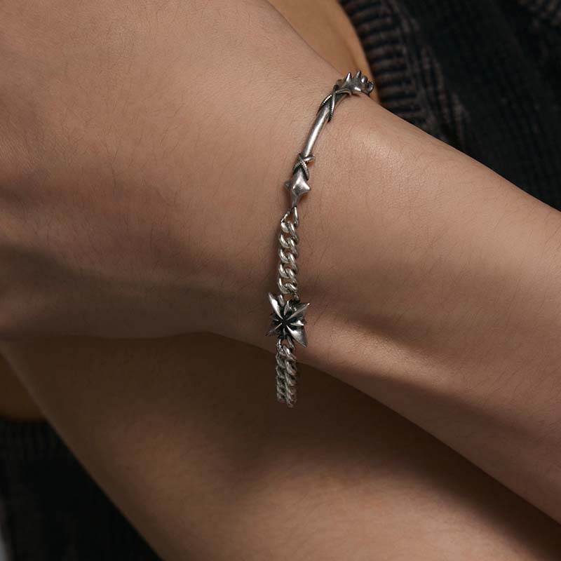 S925 Sterling Silver Cross Star Bracelet - Image 4
