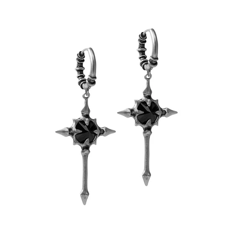 S925 Sterling Silver Cross Star Drop Earrings - Image 2