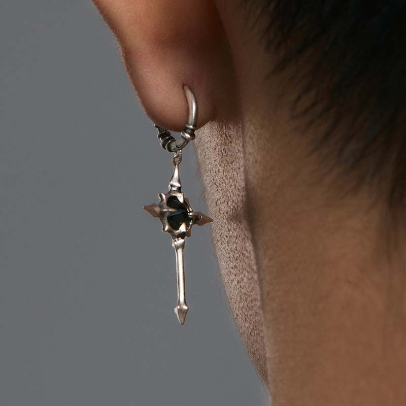S925 Sterling Silver Cross Star Drop Earrings - Image 6