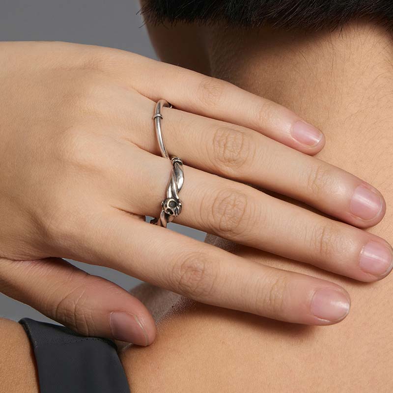 S925 Sterling Silver Double-Layer Skull Ring - Image 4