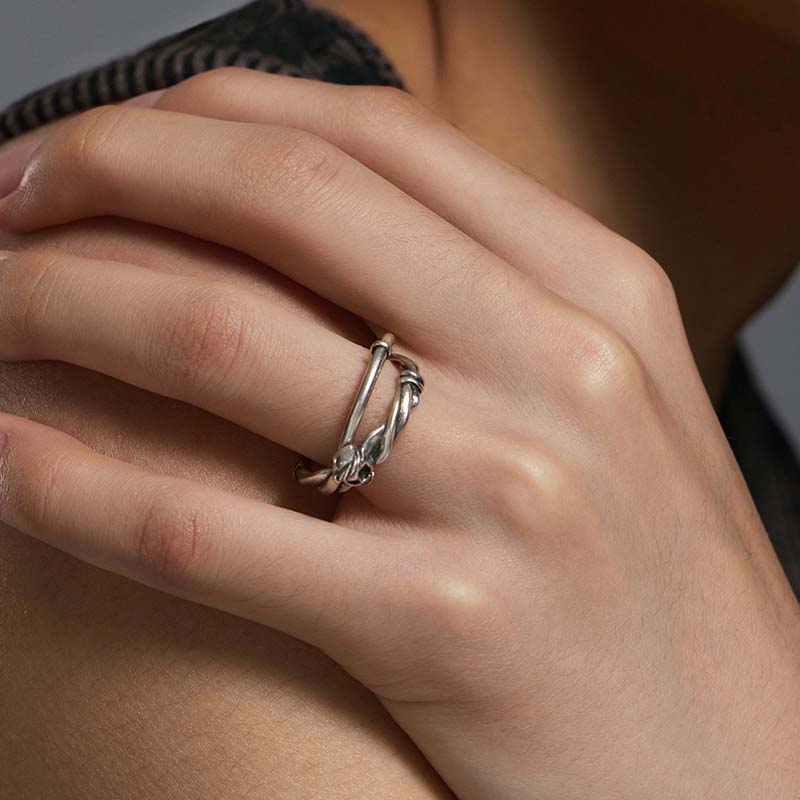 S925 Sterling Silver Double-Layer Skull Ring - Image 6