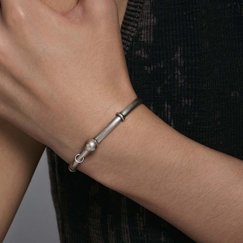 S925 Sterling Silver Piercing Ball Bangle - Image 4