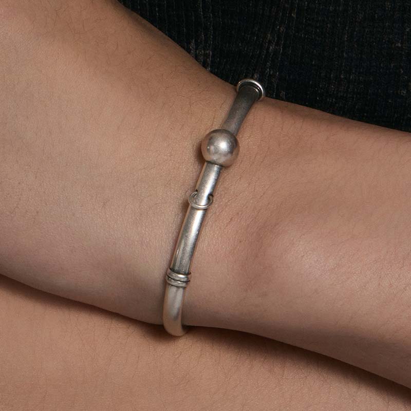S925 Sterling Silver Piercing Ball Bangle - Image 5