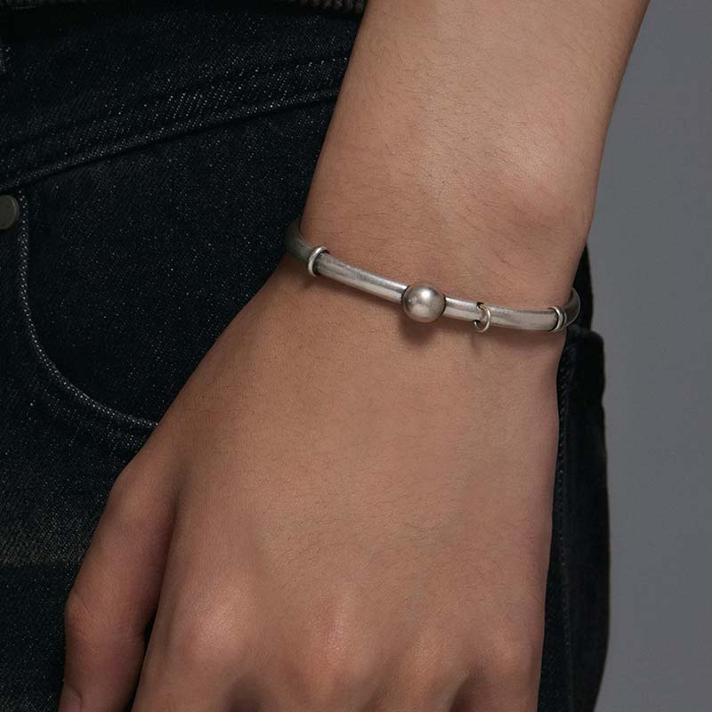 S925 Sterling Silver Piercing Ball Bangle - Image 6