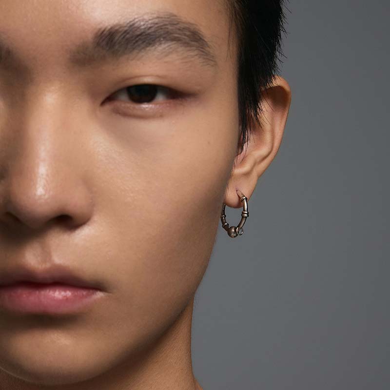S925 Sterling Silver Piercing Ball Large Hoop Earring (Single) - Image 4