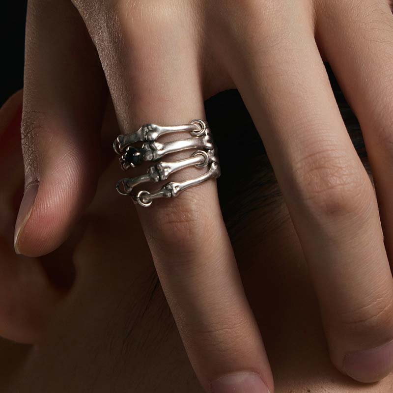 S925 Sterling Silver Skeleton Hand Ring - Image 4