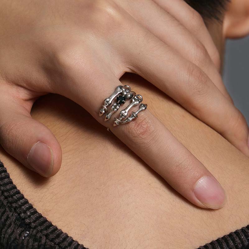 S925 Sterling Silver Skeleton Hand Ring - Image 5